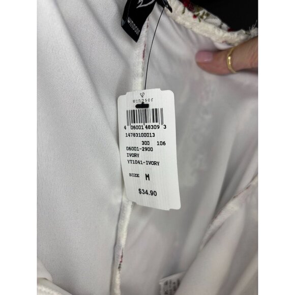 WINDSOR NEW Bodysuit Womens M Lace Floral Corset Lace Up Snap Sheer - Picture 7 of 8